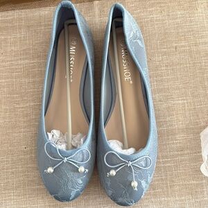 Size 10 light blue lace ballet flats , new